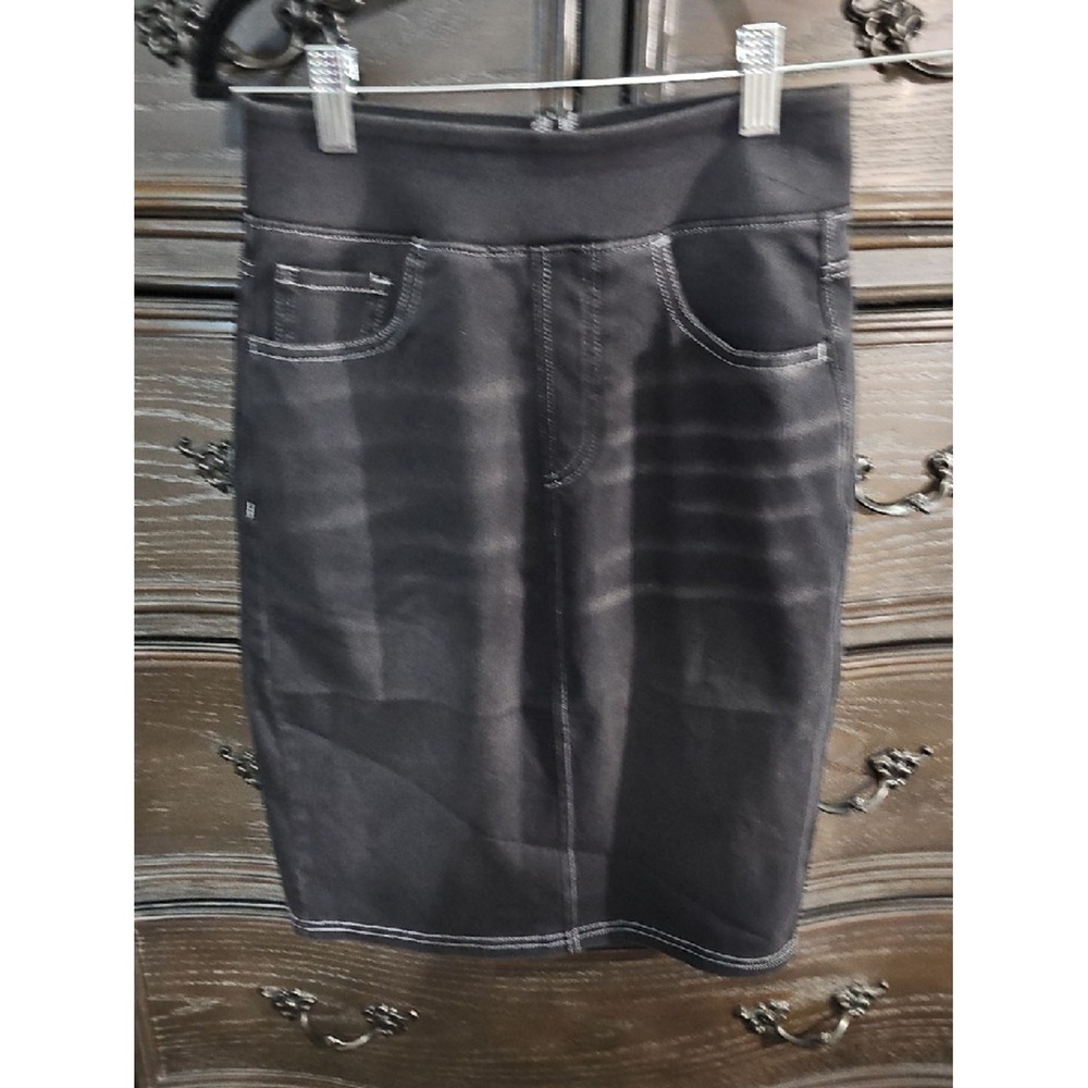 Halara Flex Denim High‎ Waisted Pencil Skirt Faded Black XS Athleisure Stretch